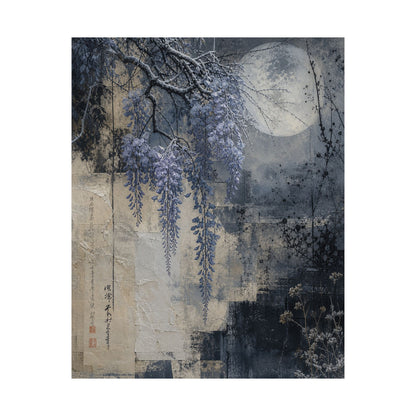 Moonlight Wisteria Wall Art Print - Japandi Seijaku