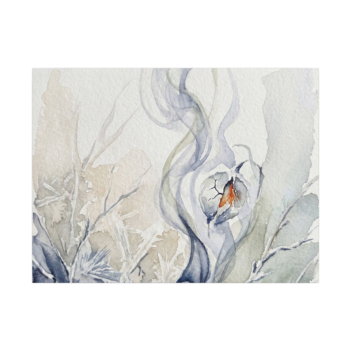 Earthy Incense Smoke Canvas Art - Watercolor Japandi