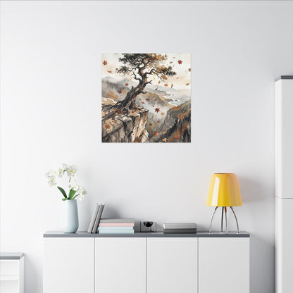 Autumn Pine Tree Watercolor Canvas Art | Warm Decor
