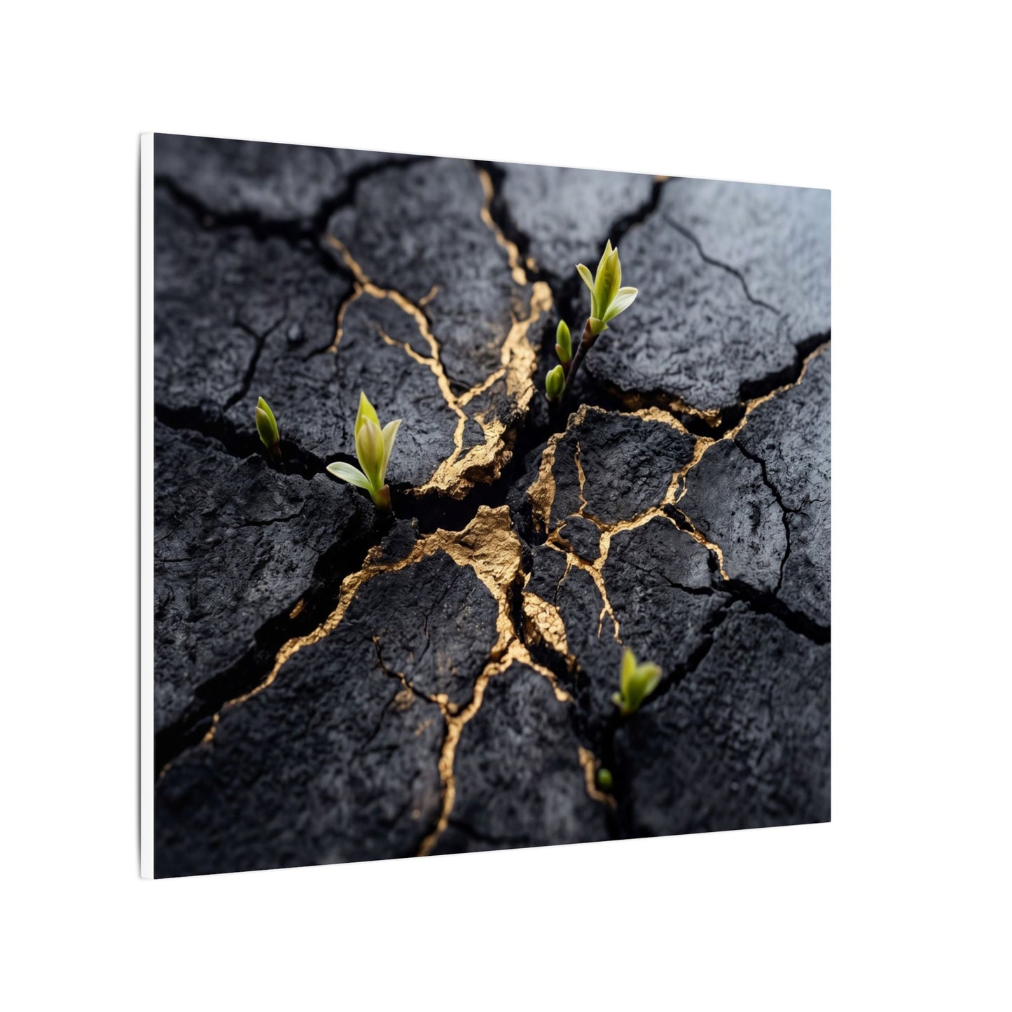 Ma Cracked Earth Canvas Art - Dark Japandi Charcoal Ink