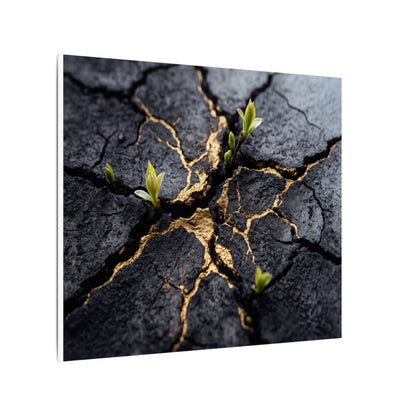 Ma Cracked Earth Canvas Art - Dark Japandi Charcoal Ink