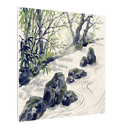 Dappled Rock Garden Canvas Art - Zen Mono No Aware