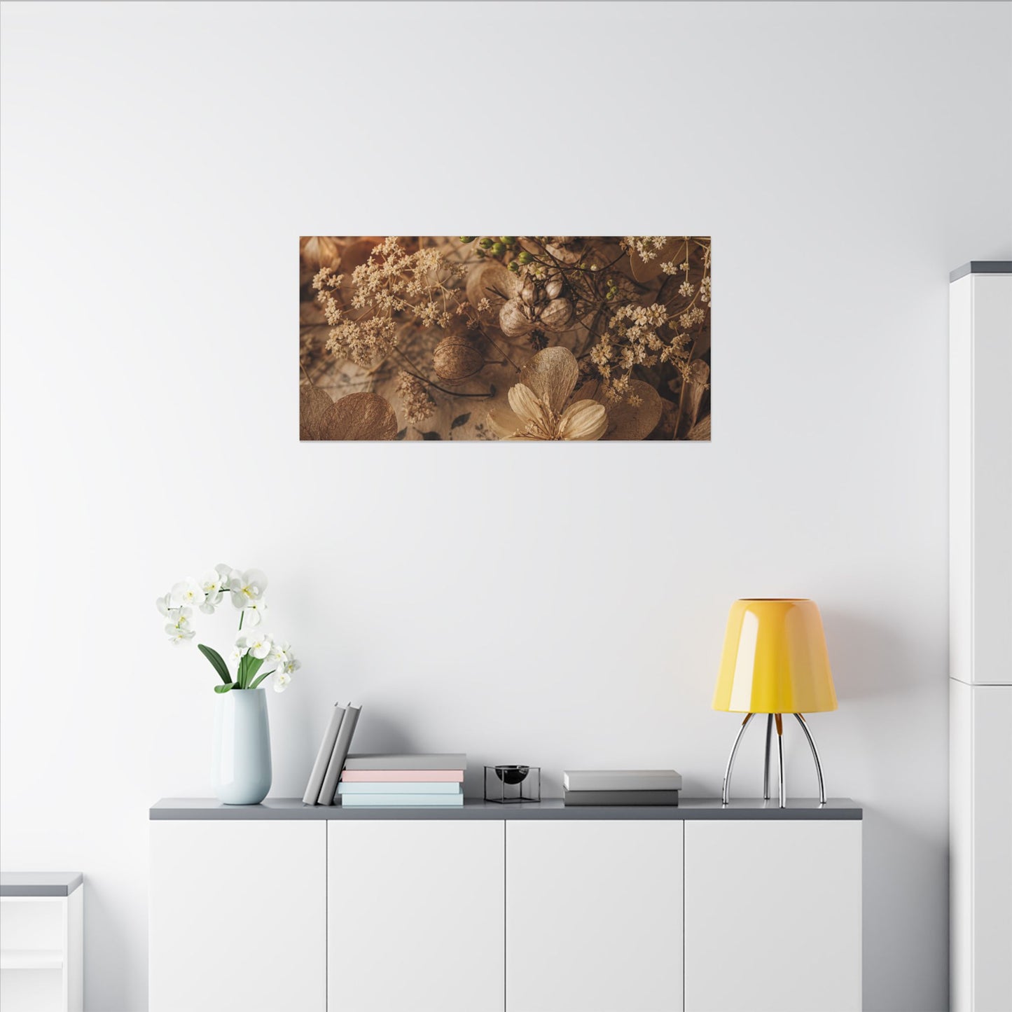 Spring Dried Flowers Japanese Pattern Canvas Art | Earthy Decor