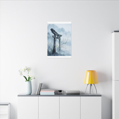 Torii Gate Canvas Art | Spring Zen Sumi E Art