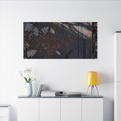 Shibui Rust Patina Canvas Art - Dark Japandi Charcoal Ink