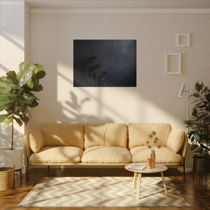Dried Flowers Spring Canvas Art | Dark Japandi Moody Design