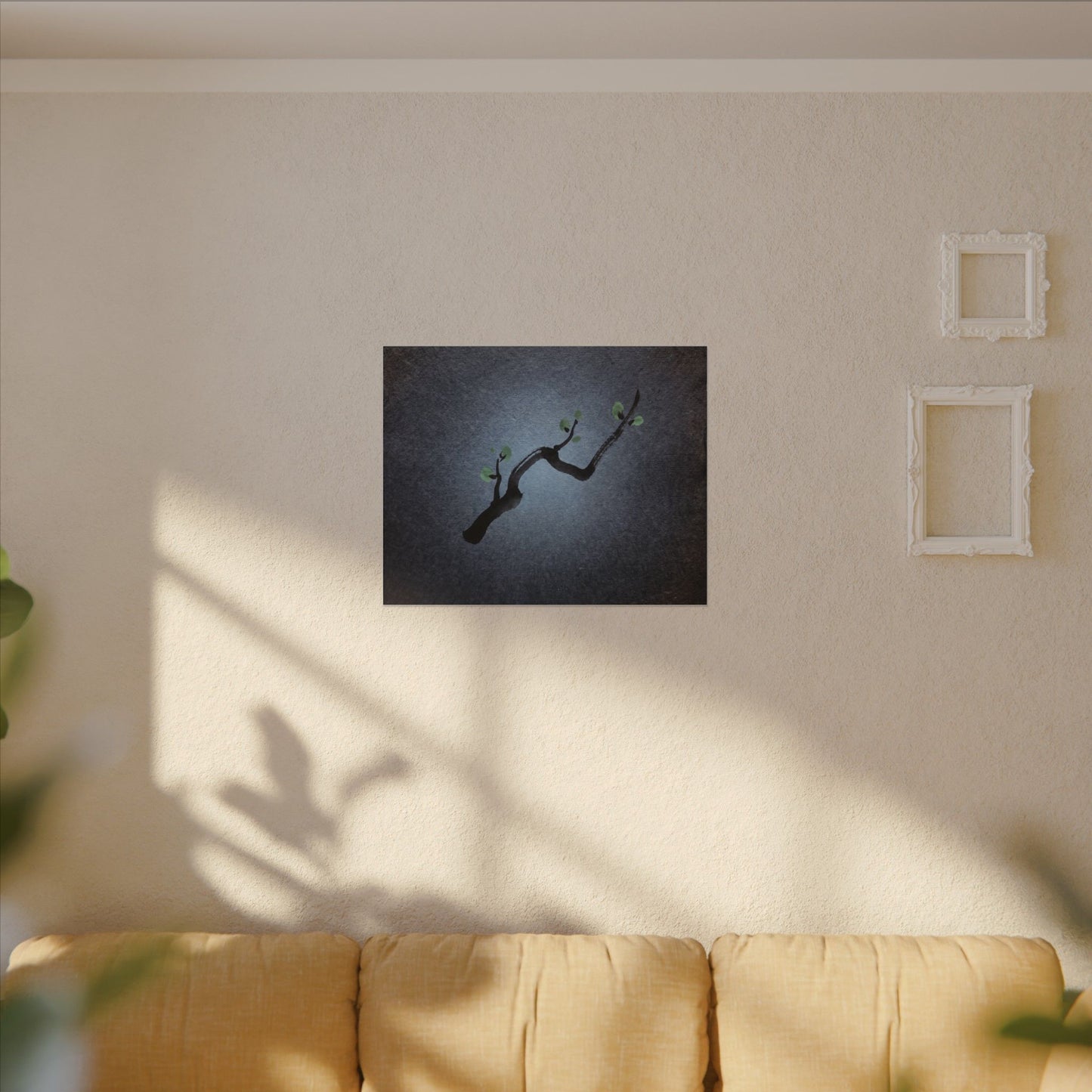 Ink Brushstroke Canvas Art | Spring Dark Japandi Moody Minimal Art