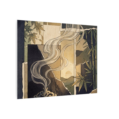 Tranquil Incense Smoke Canvas Art - Ukiyo E Inspired Zen