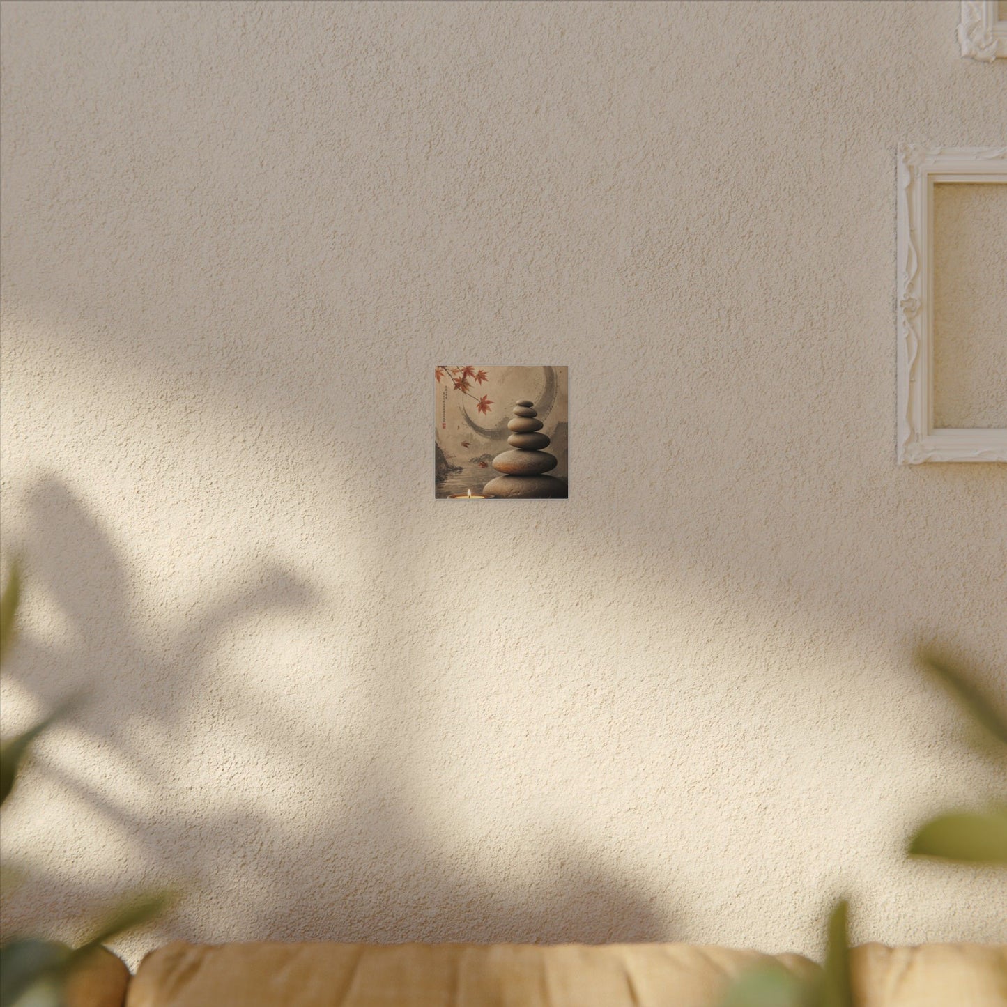 Japandi River Stones in Candlelight | Japanese Pattern Canvas Art