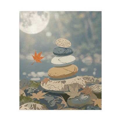Warm River Stones Canvas Art - Japanese Pattern Japandi