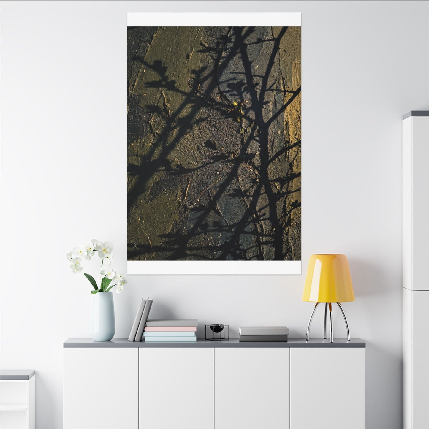 Kanso Shadow Play Canvas Art - Dark Japandi Dark Texture