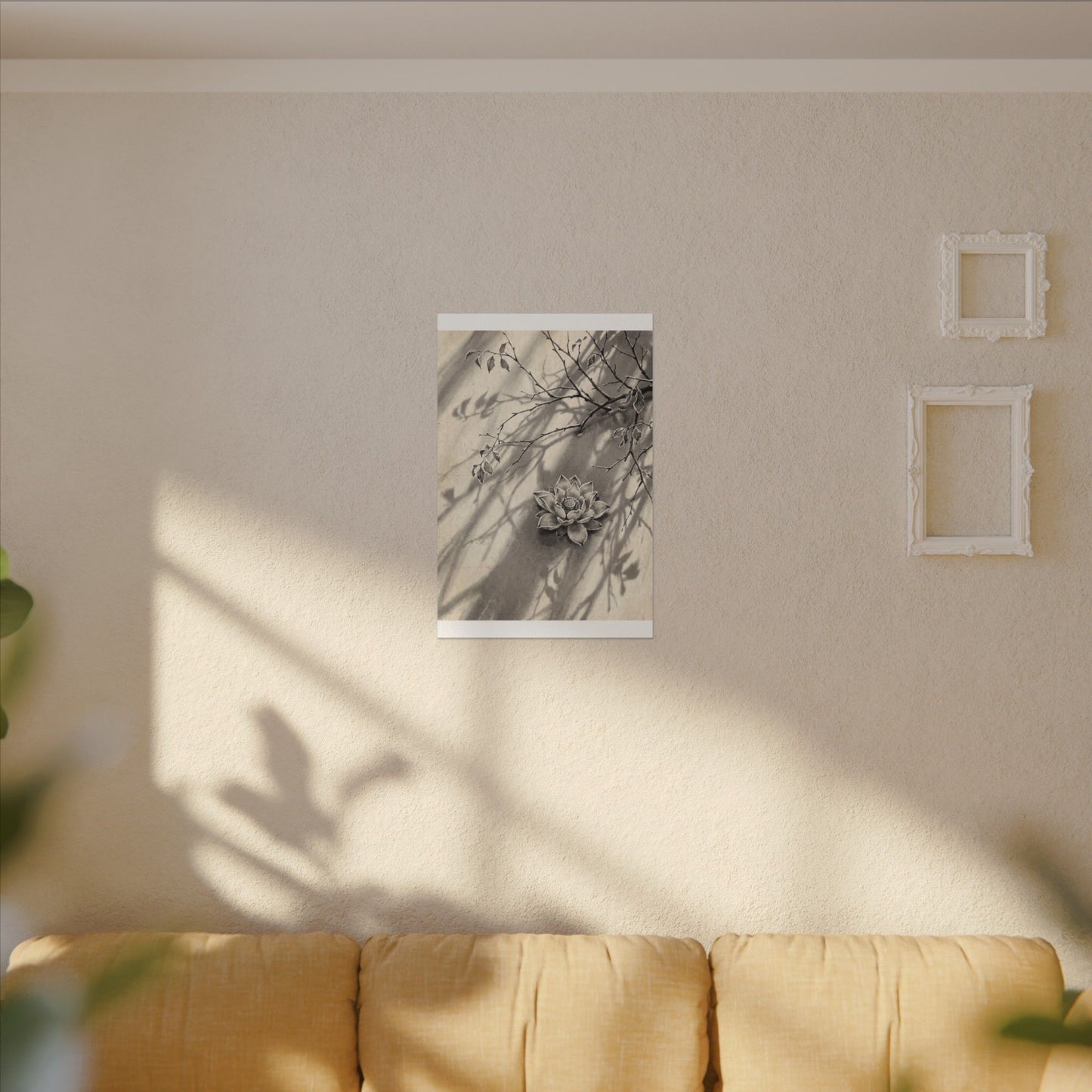 Winter Lotus Flower Sumi E Canvas Art | Contemplative Decor