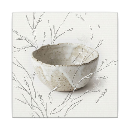 Neutral Ceramic Bowl Canvas Art - Minimal Line Japandi