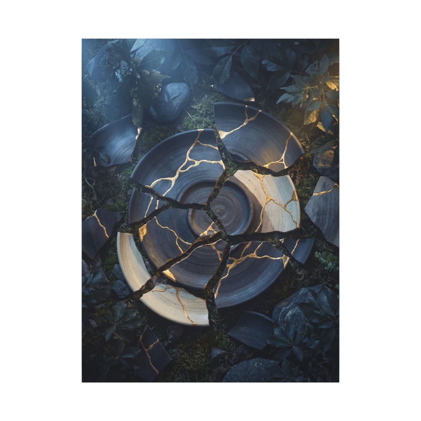 Resilient Broken Pottery Canvas Art - Gold Vein Kintsugi
