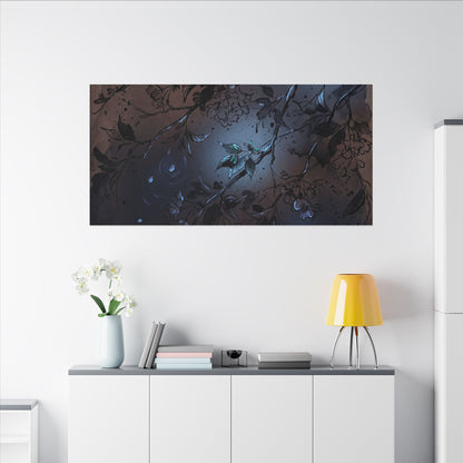 Bold Cherry Blossom Canvas Art - Charcoal Ink Dark Japandi