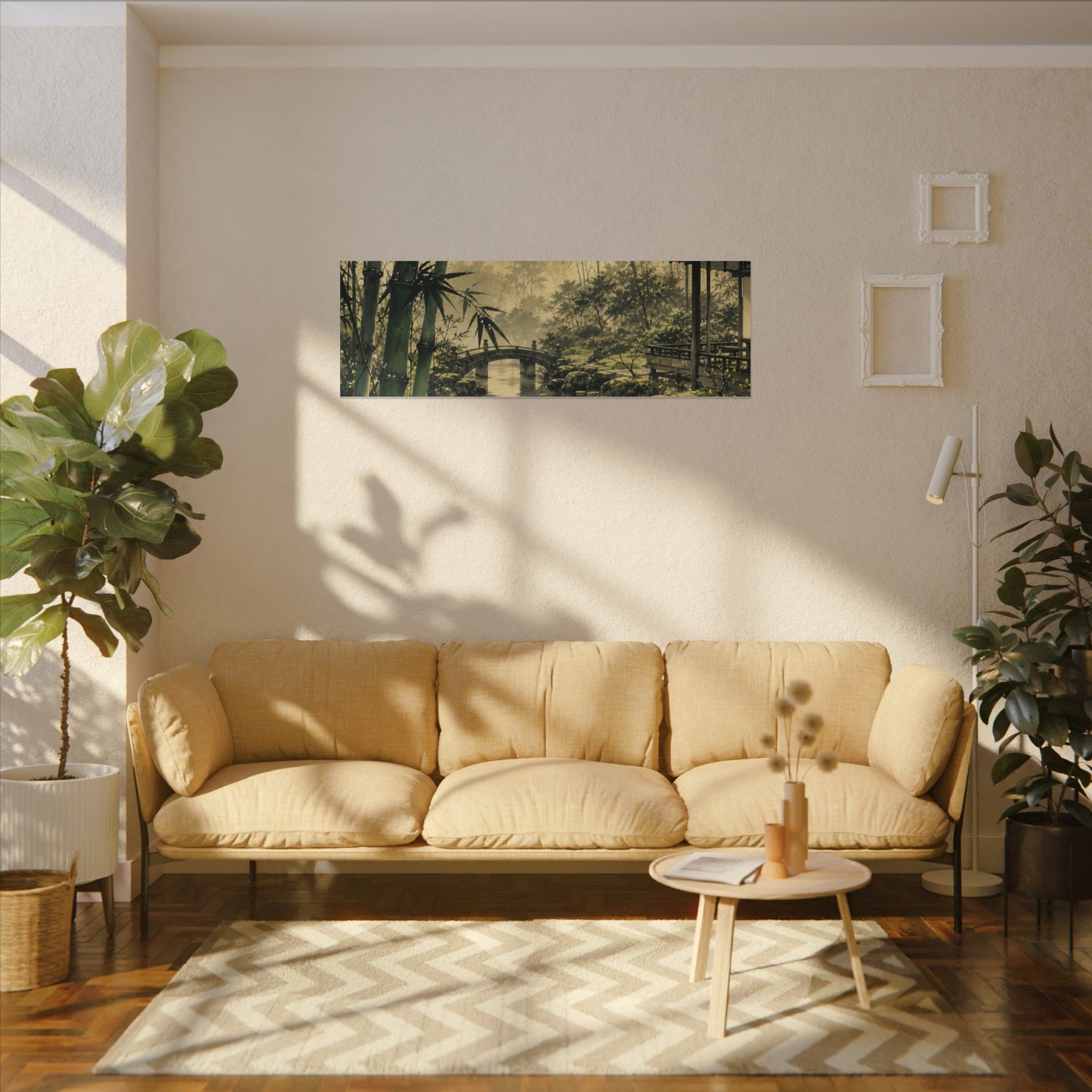 Moonlit Garden Sumi E Canvas Art | Calm Zen Art
