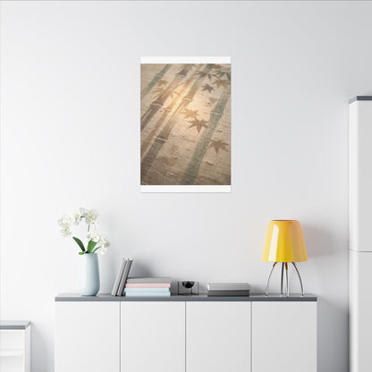 Autumn Bamboo Grove Japanese Pattern Canvas Art | Neutral Decor
