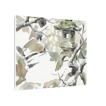 Elegant Stone Lantern Canvas Art - Watercolor Japandi