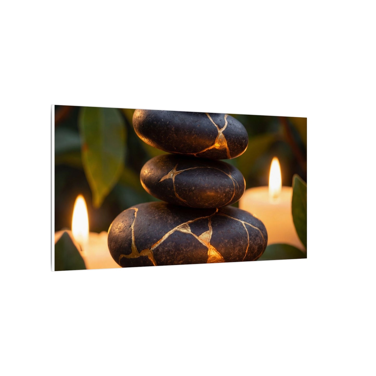 Summer River Stones Gold Vein Canvas Art | Philosophical Decor