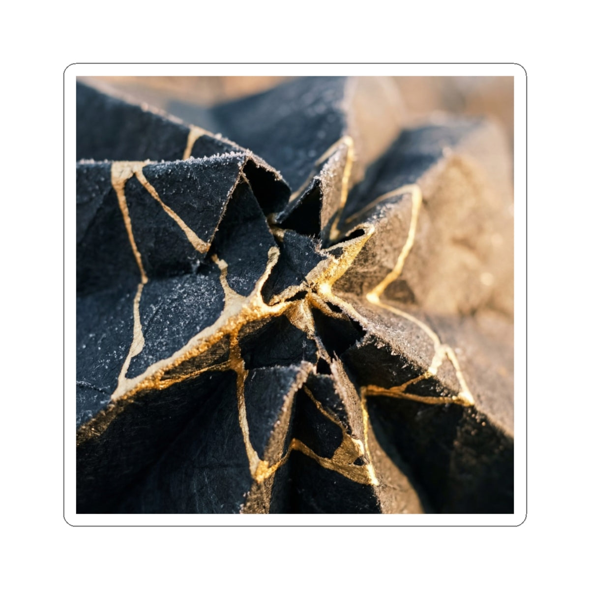Paper Fold Sticker | Winter Kintsugi Gold Repair Art Art Print