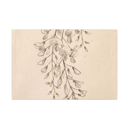 Japandi Wisteria in Golden Hour | Minimal Line Canvas Art