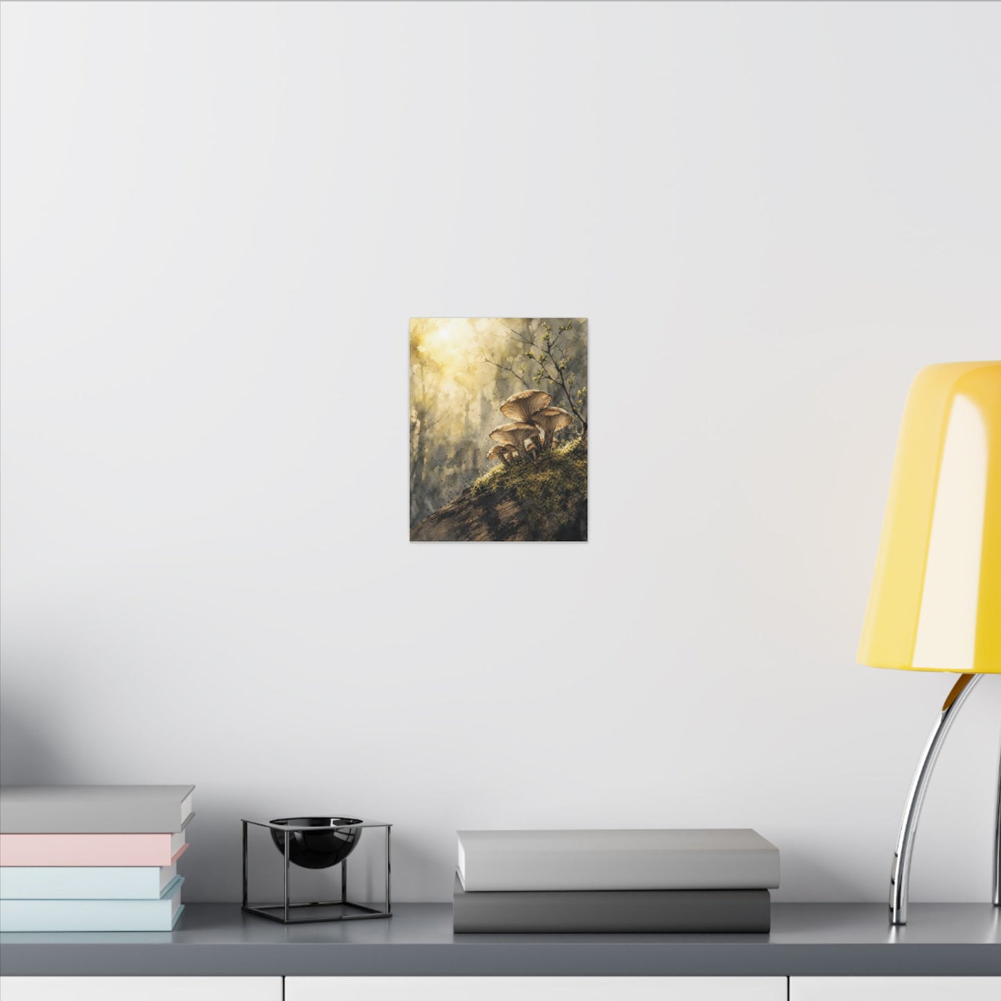 Wild Mushrooms Canvas Art | Spring Japandi Watercolor Art