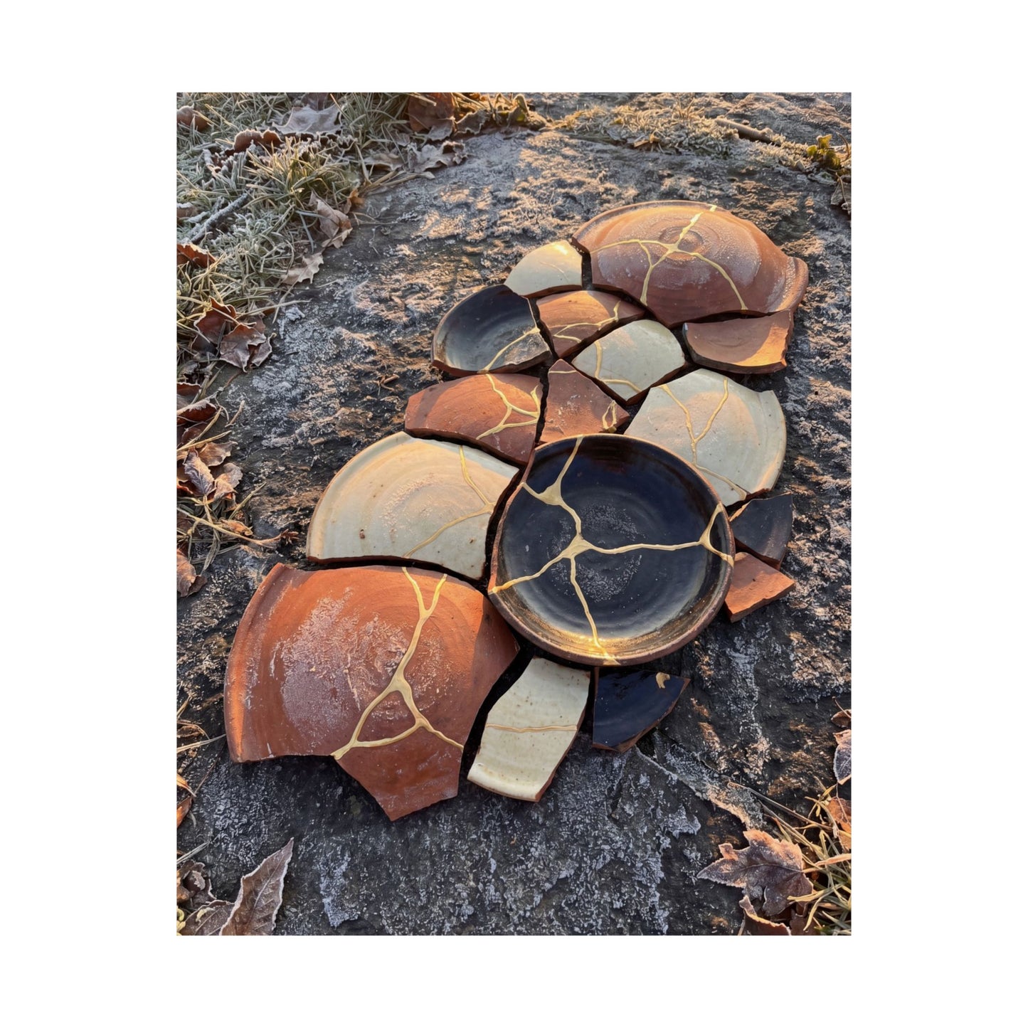 Winter Broken Pottery Gold Vein Wall Art Print | Philosophical Decor