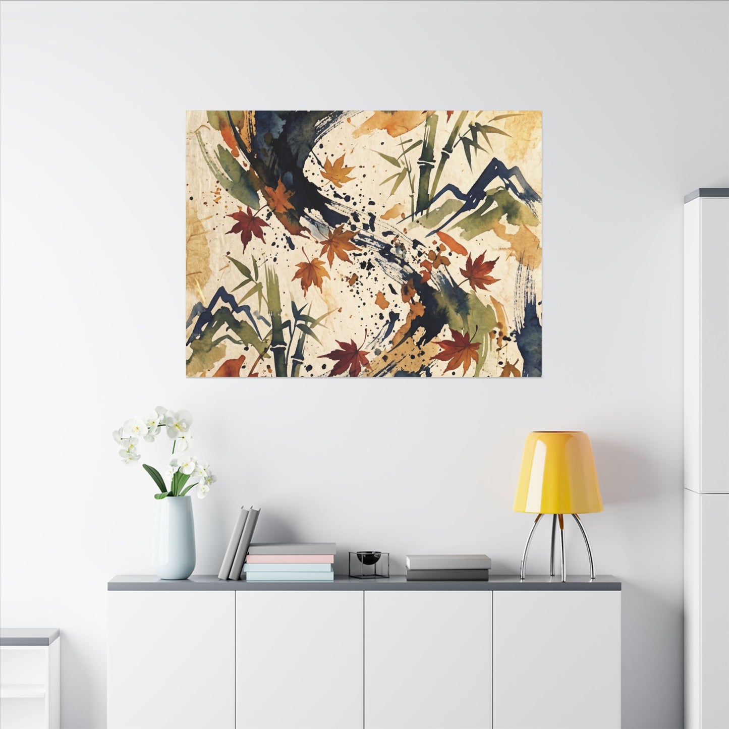 Golden Hour Ink Brushstroke Canvas Art - Zen Shibui