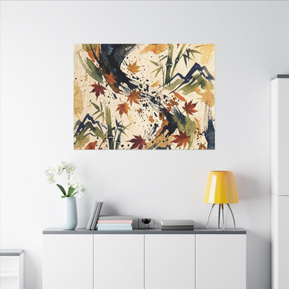 Golden Hour Ink Brushstroke Canvas Art - Zen Shibui