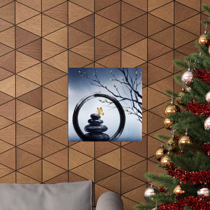 Zen River Stones in Dawn | Enso Wall Art Print