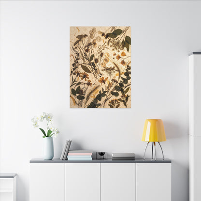 Dried Flowers Summer Canvas Art | Japandi Neutral Design