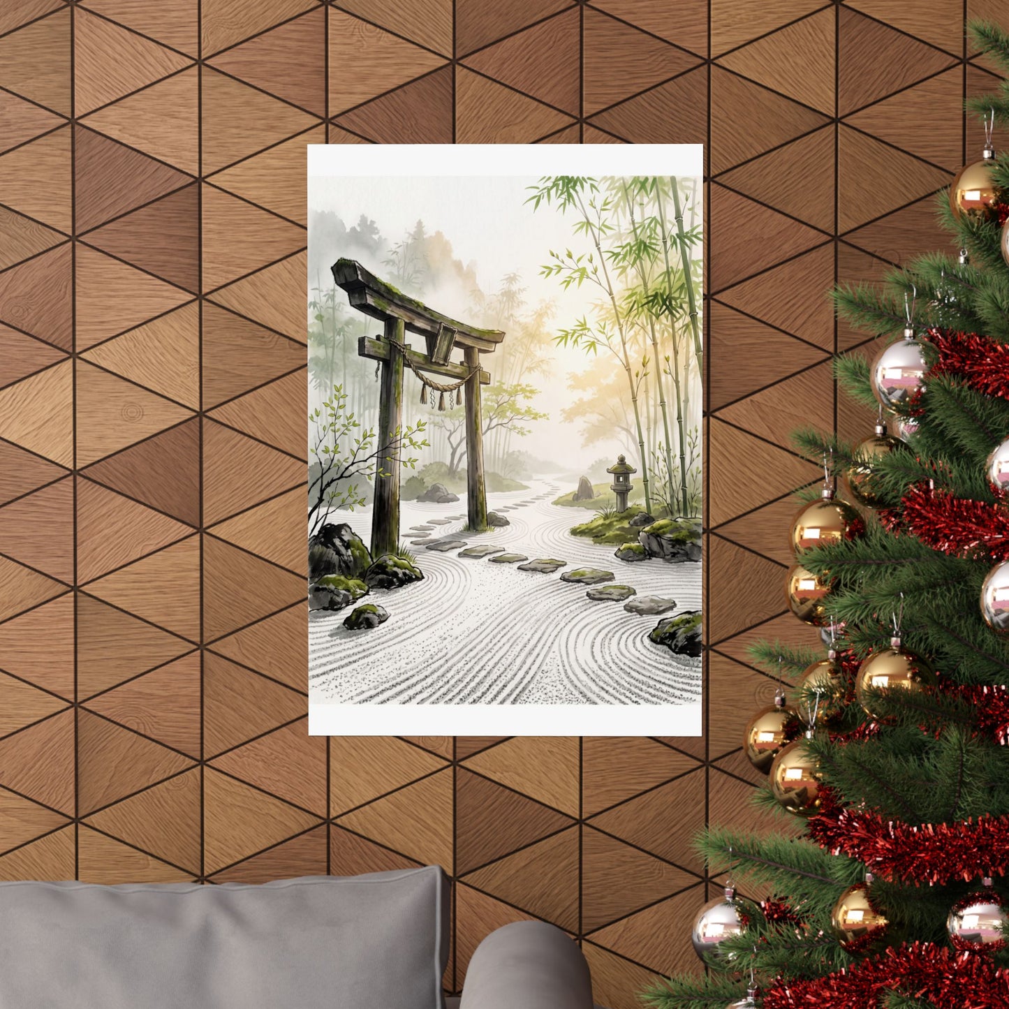 Spring Torii Gate Karesansui Wall Art Print | Contemplative Decor
