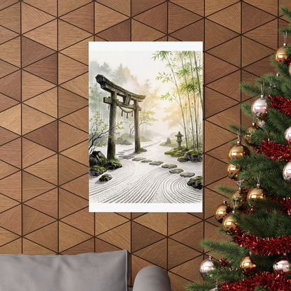 Spring Torii Gate Karesansui Wall Art Print | Contemplative Decor