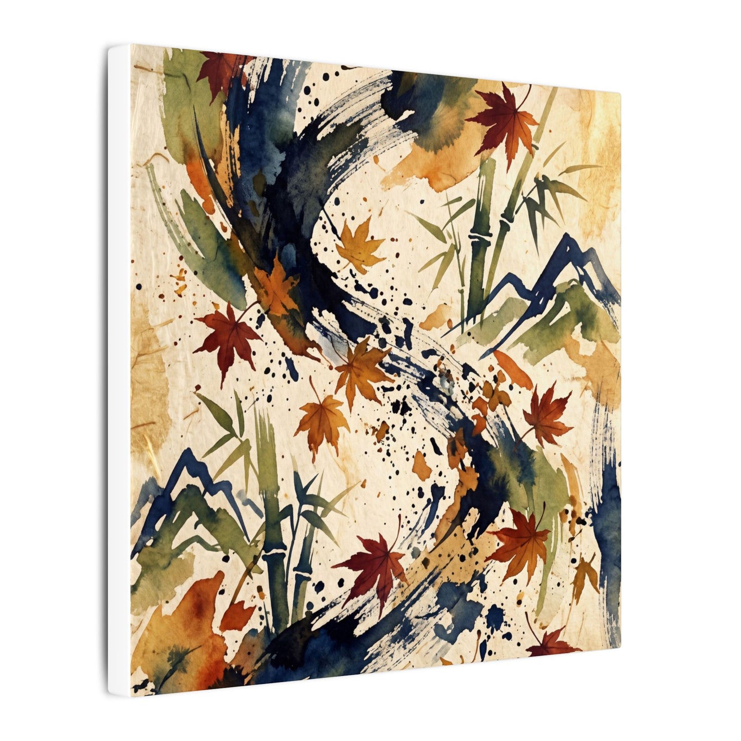 Golden Hour Ink Brushstroke Canvas Art - Zen Shibui