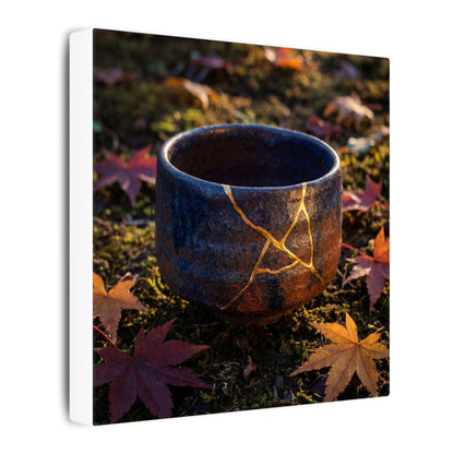 Kanso Moonlit Garden Canvas Art - Kintsugi Gold Repair