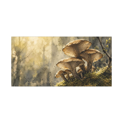 Wild Mushrooms Canvas Art | Spring Japandi Watercolor Art