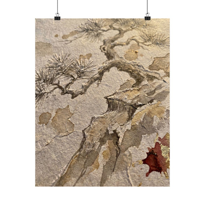 Pine Tree Winter Wall Art Print | Japandi Elegant Design
