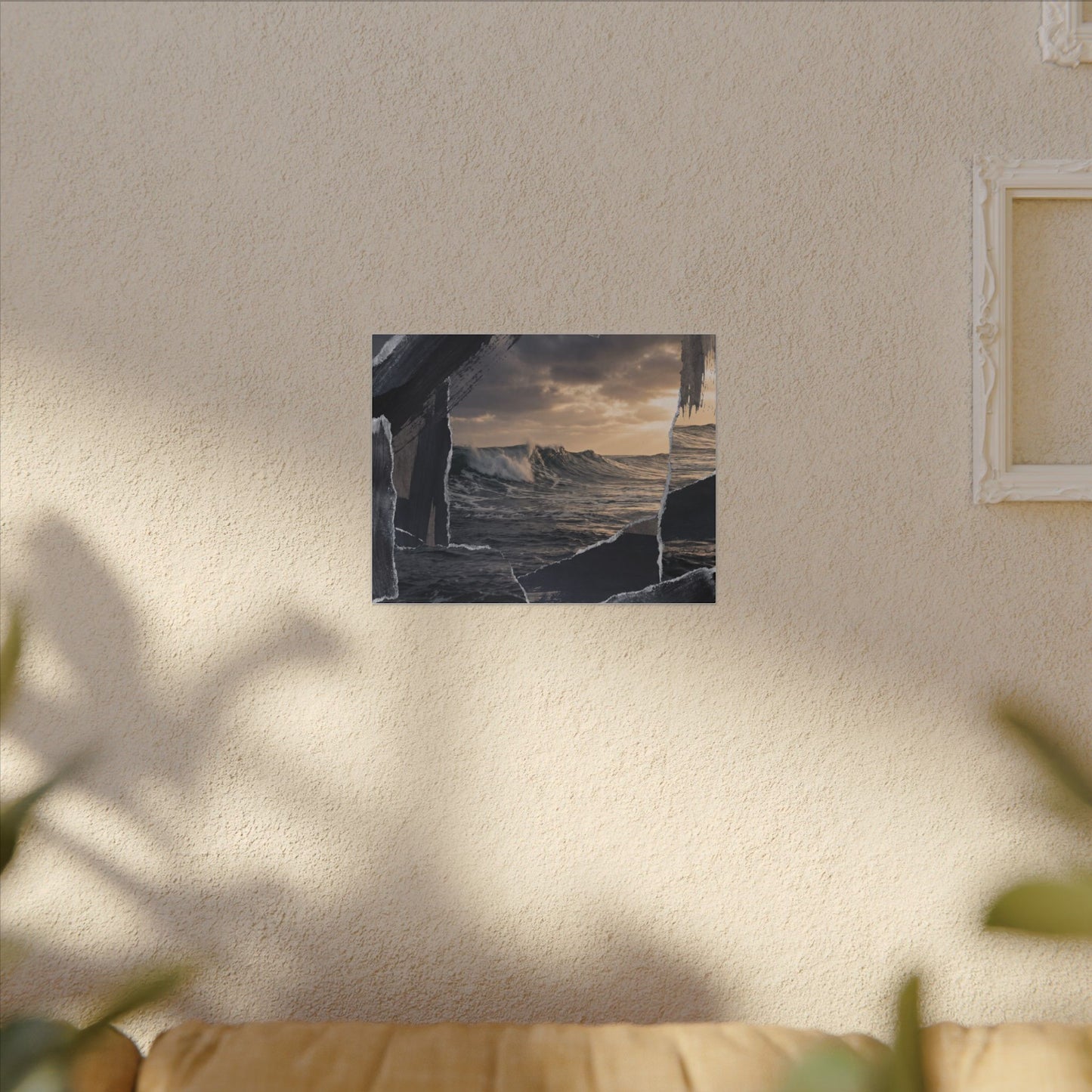 Fukinsei Ocean Wave Canvas Art - Dark Japandi Shadow Zen