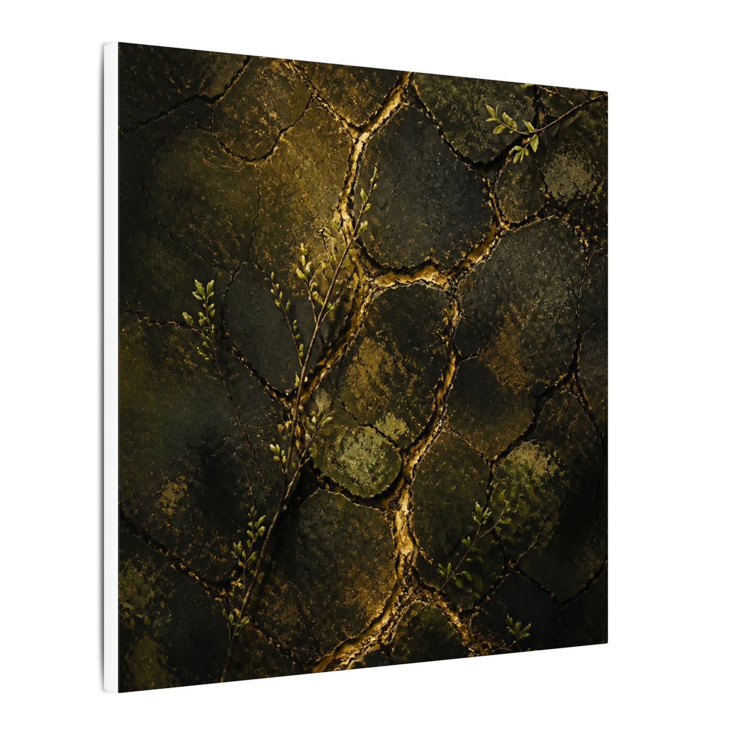 Shibui Cracked Earth Canvas Art - Dark Japandi Dark Texture