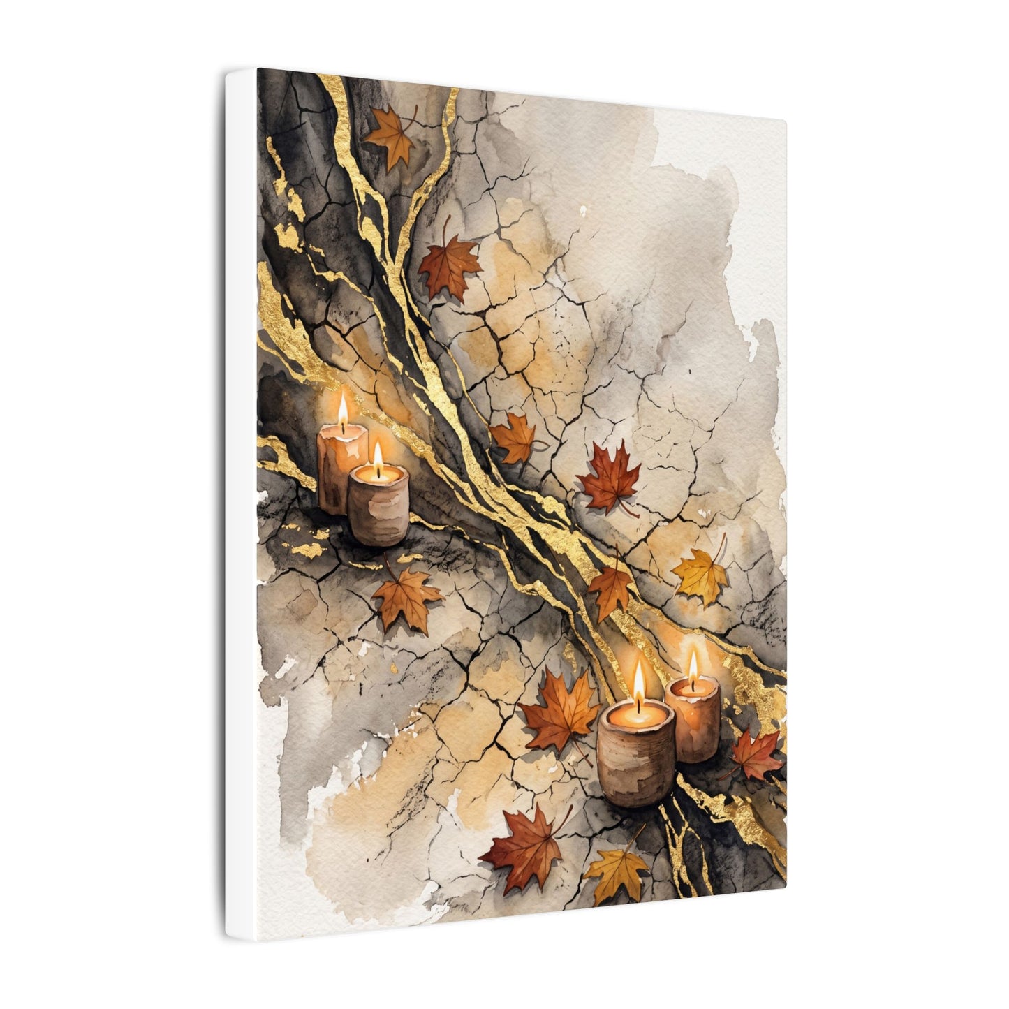 Cracked Earth Autumn Canvas Art | Japandi Warm Design