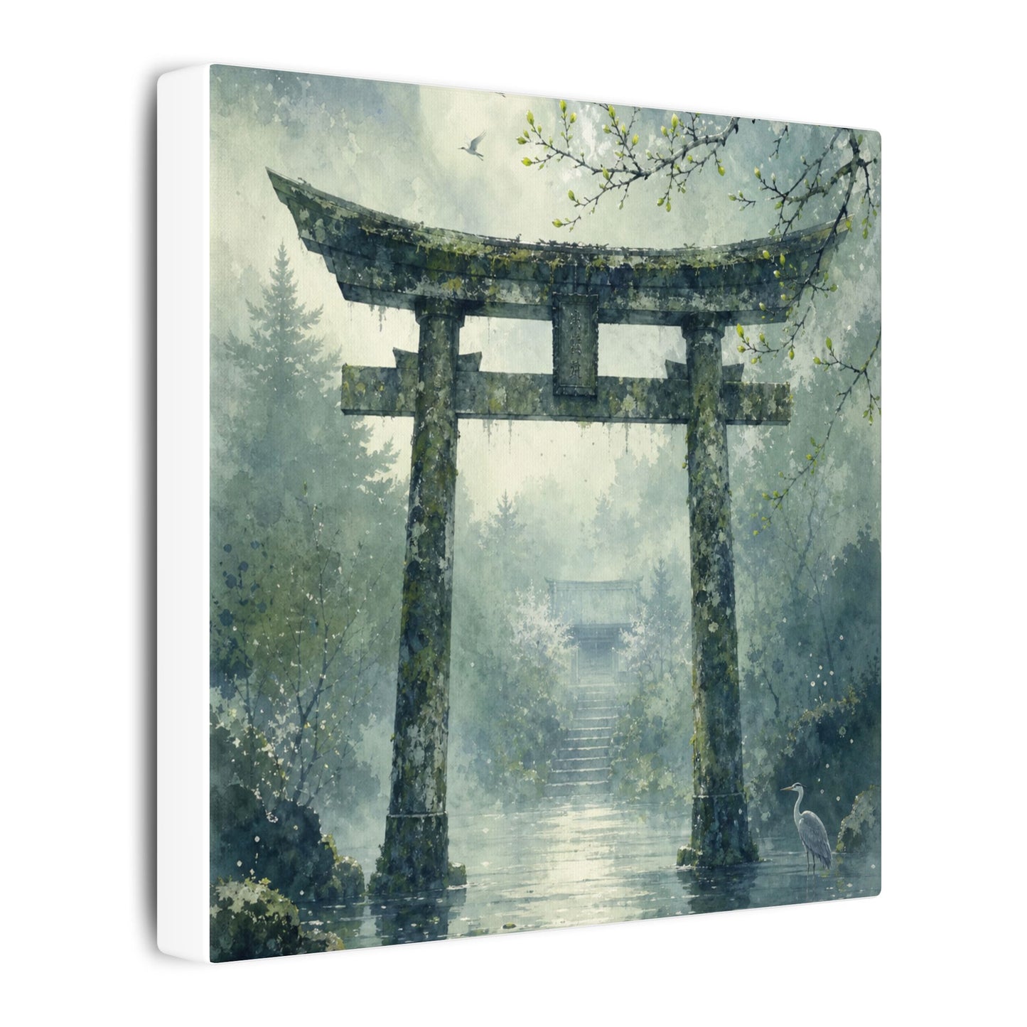 Earthy Torii Gate Canvas Art - Watercolor Japandi