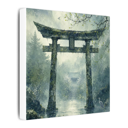 Earthy Torii Gate Canvas Art - Watercolor Japandi