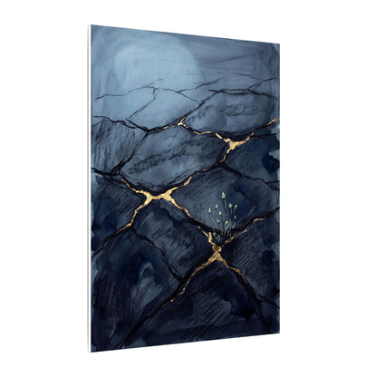 Mono No Aware Cracked Earth Canvas Art - Dark Japandi Charcoal Ink