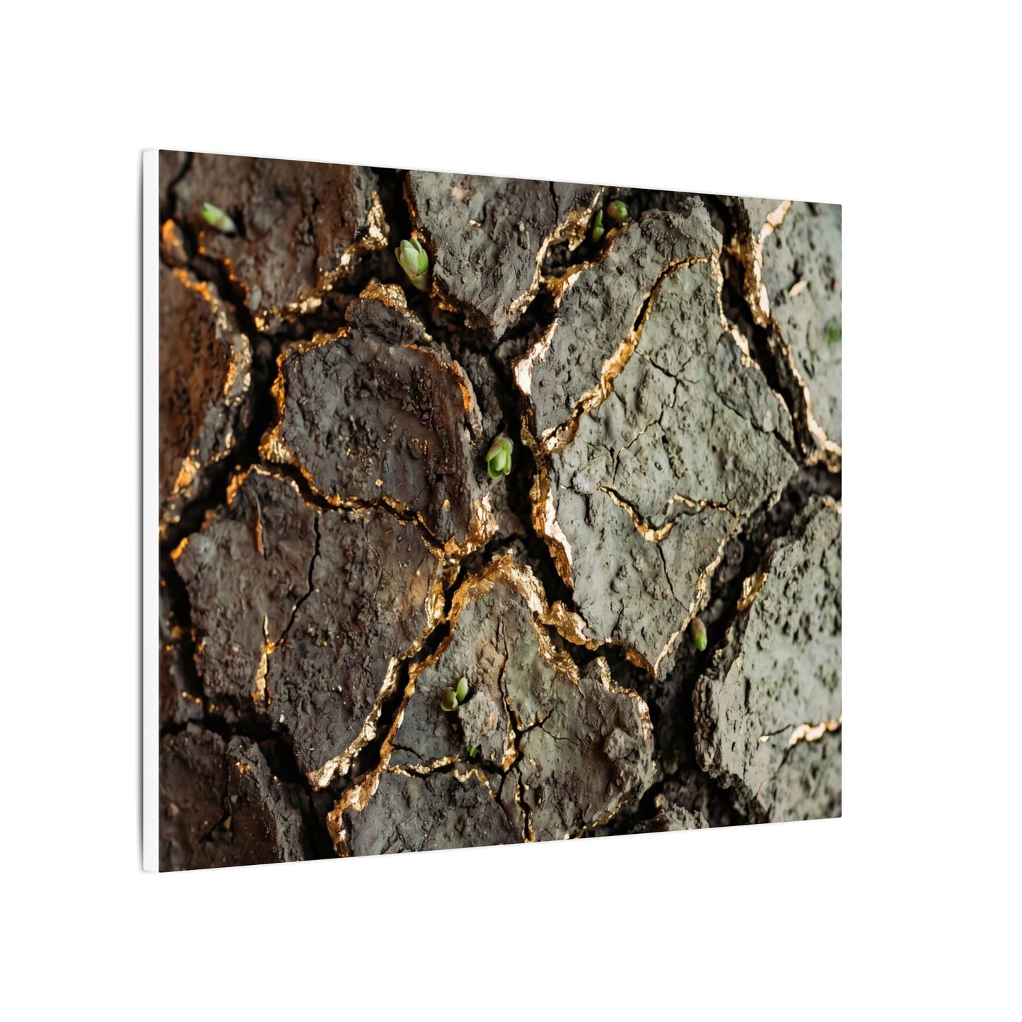 Earthy Cracked Earth Canvas Art - Japanese Pattern Japandi