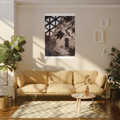 Shoji Screen Autumn Canvas Art | Dark Japandi Atmospheric Design