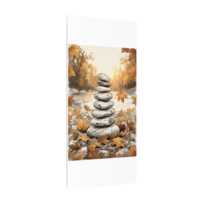 Earthy River Stones Canvas Art - Minimal Line Japandi