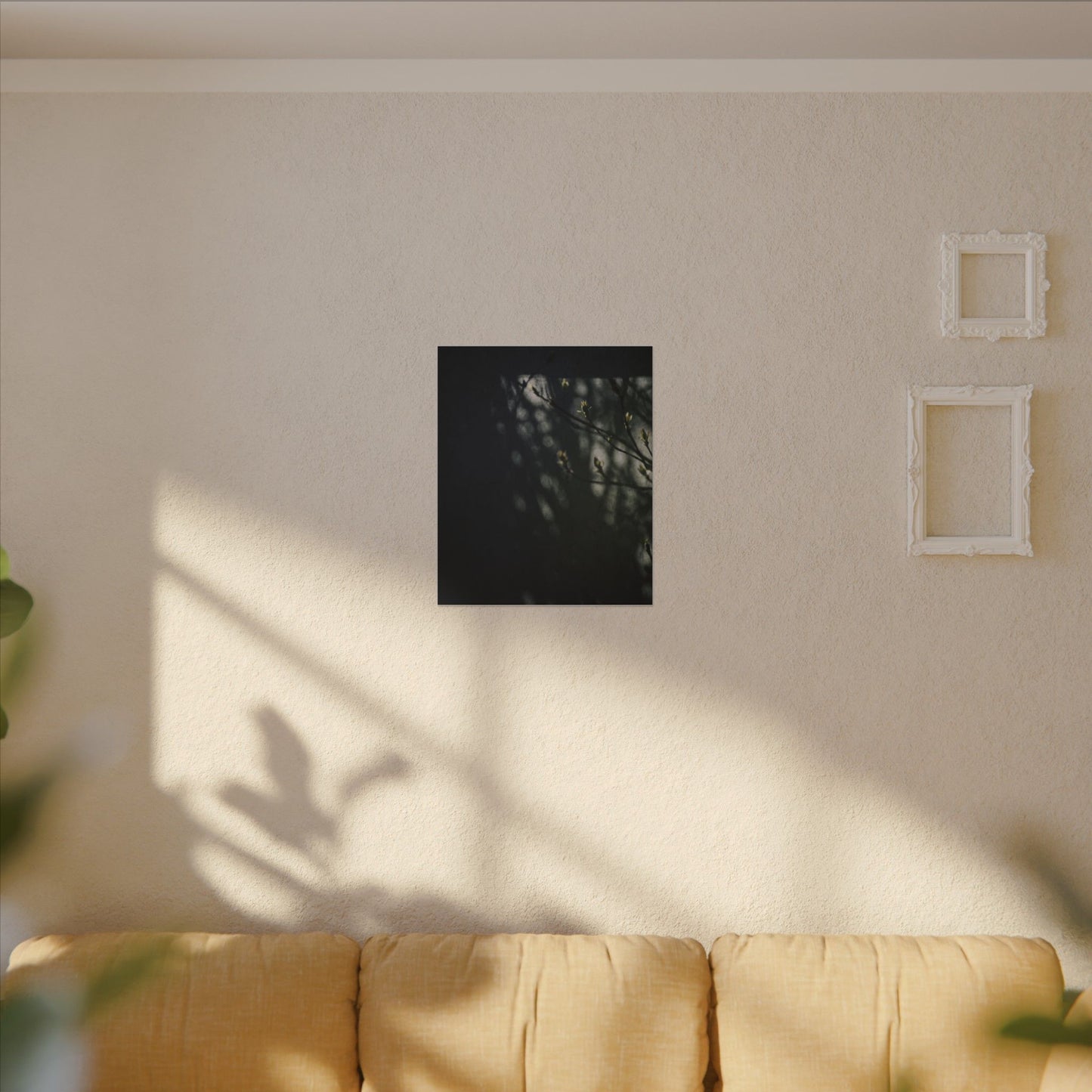 Dark Japandi Shoji Screen in Dappled | Moody Minimal Canvas Art