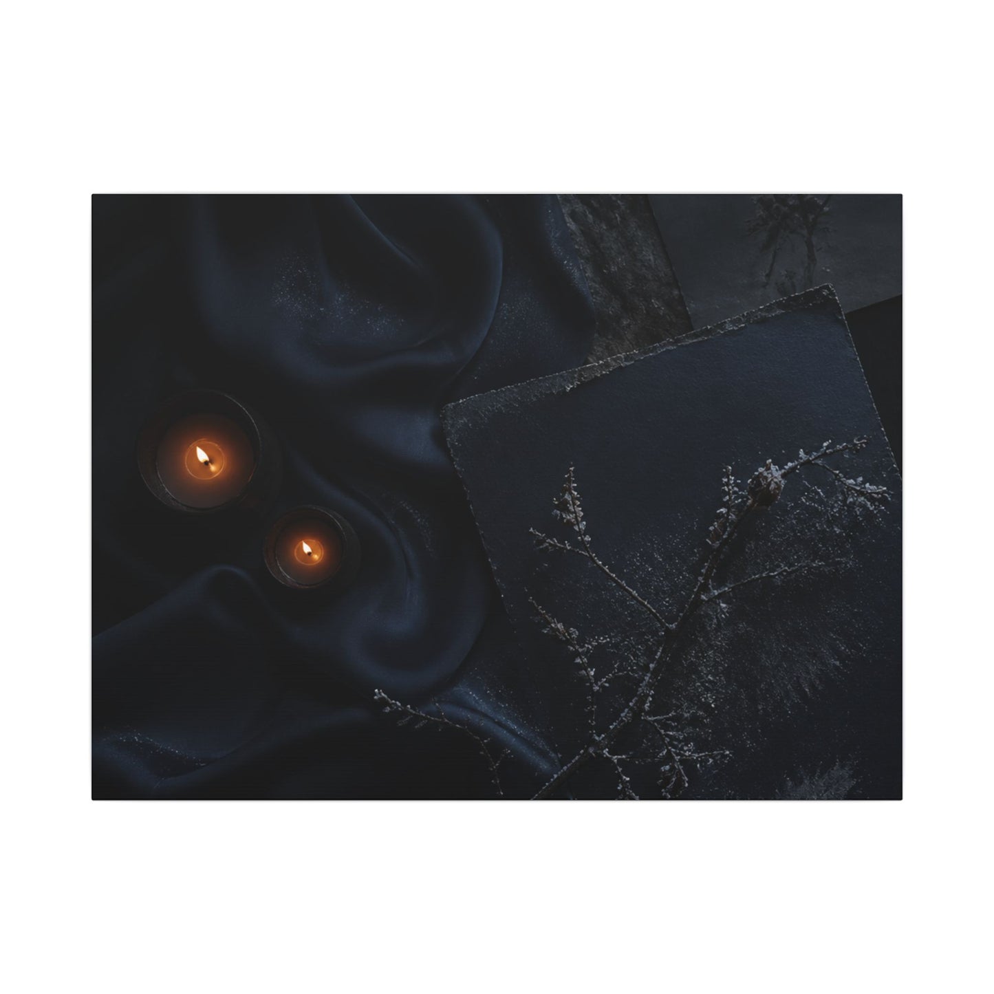 Candlelight Silk Drape Canvas Art - Dark Japandi Kanso