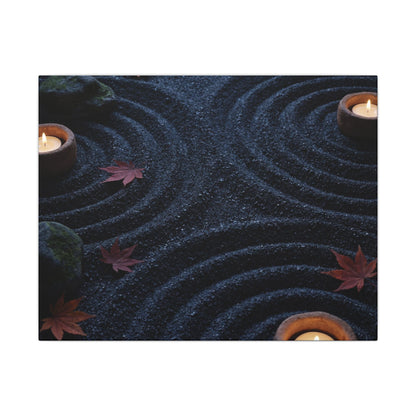 Seijaku Rock Garden Canvas Art - Dark Japandi Dark Texture Art Print