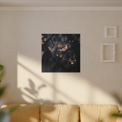 Cherry Blossom Moody Minimal Canvas Art | Bold Dark Japandi Art